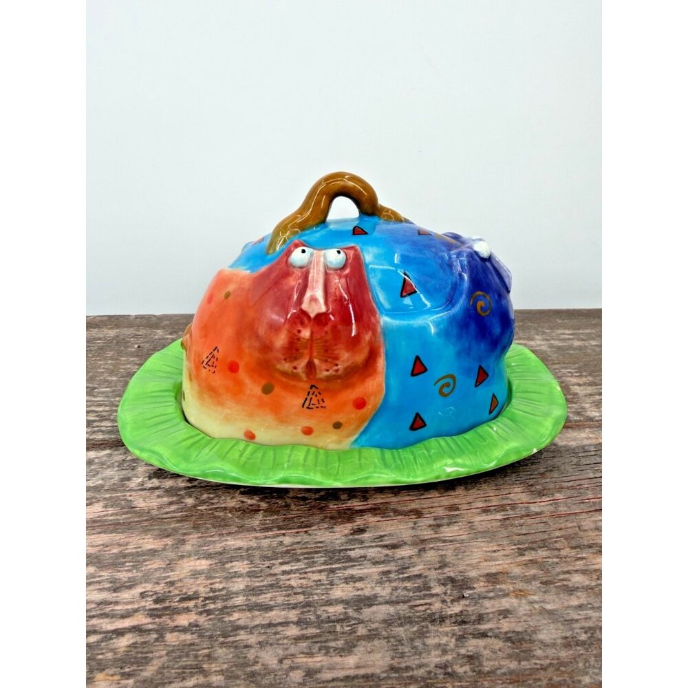 Studio Designworks Joy CATS Covered Butter Dish 6.5" Ceramic Whimsical Cat